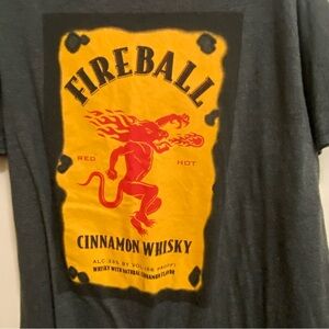 Mens Dark Gray Fireball Cinnamon Whisky Graphic Tee T Shirt L Large Chest 44”